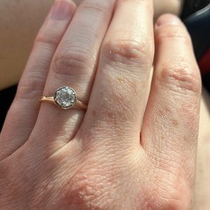 .58 ct ring with gold band - antique art deco type setting hand cut diamond!